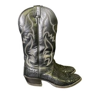 Nocona Black Snake Skin Western Cowboy Boots 8.5D Vintage Exotic Mens Boots